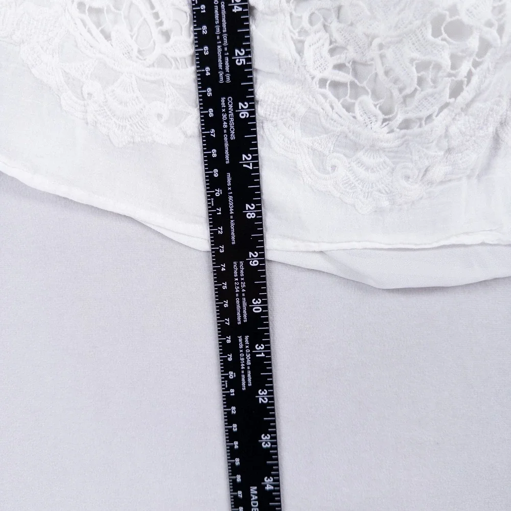 Lane Bryant Blouse Top Womens 26/28 4X White Lace Crochet Flutter Sleeve Boho - Picture 6 of 10